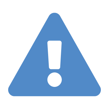 Blue alert symbol icon — a triangle with rounded corners with an exclamation point inside